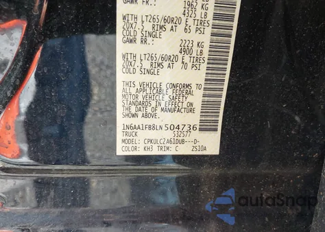 2020 Nissan Titan Xd Sv 4X4 из США, поврежденный, VIN 1N6AA1FB8LN504736